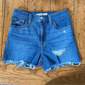 Levi's Blue Jean High Rise Shorts Sz 25 Distressed Cut-Off Style